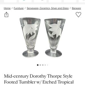 Elegant Silver Etched Tropical Tumbler Set of 8